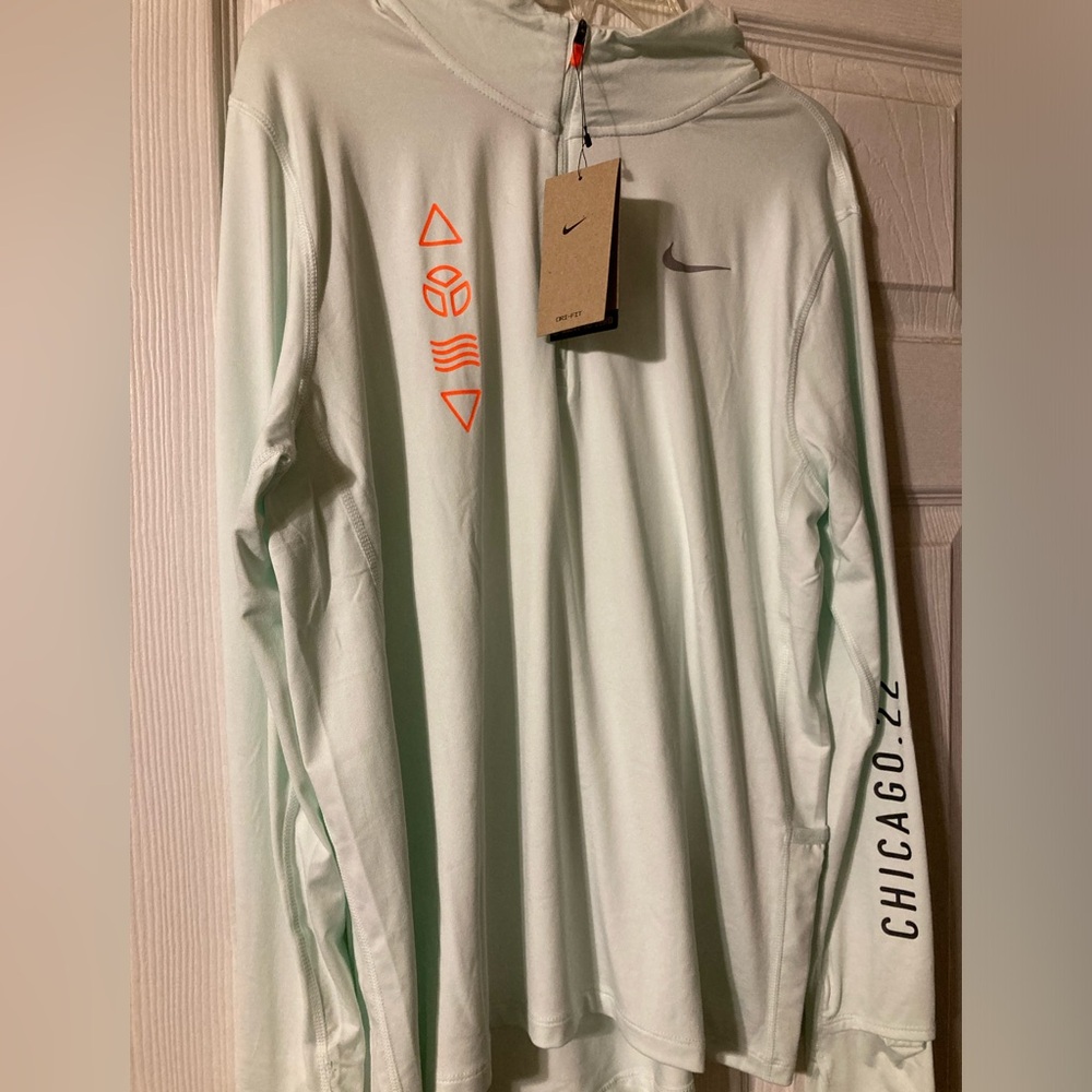 Nike Chicago Marathon Green Long Sleeve Tee with Orange Graphics